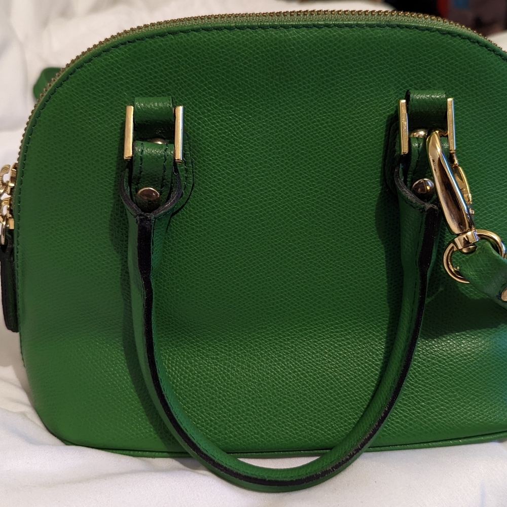 Genuine leather Italian green crossbody purse